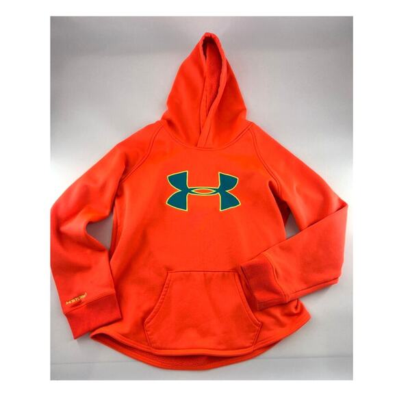 Under Armour Sweatshirt Youth Extra Large Bright Orange Kidscore Active Hoodie - Picture 1 of 10